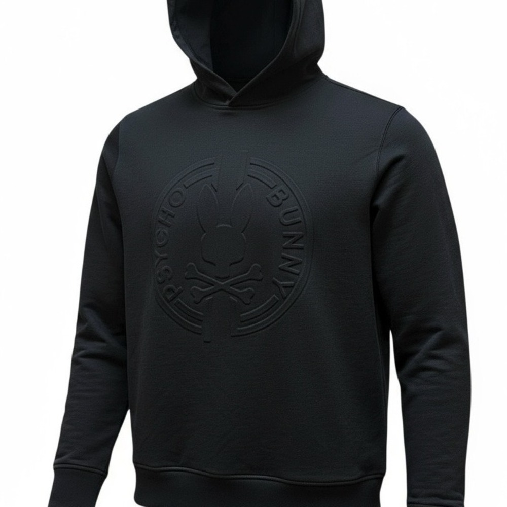 Psycho Bunny Embossed Logo Black Hoodie